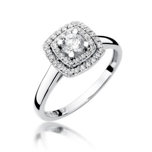 Złoty pierścionek W345 Diament 0,30ct białe złoto pr. 585