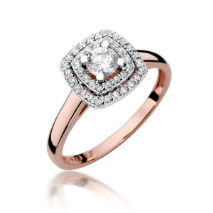 Złoty pierścionek W345 Diament 0,30ct różowe złoto pr. 585