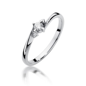 Złoty pierścionek W346 Diament 0,10ct białe złoto pr. 585