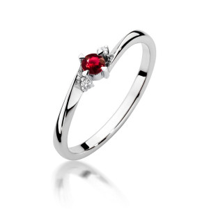 Złoty pierścionek W346 Rubin 0,15ct białe złoto pr. 585