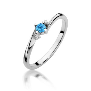 Złoty pierścionek W346 Topaz 0,15ct białe złoto pr. 585