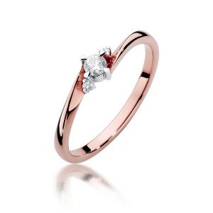 Złoty pierścionek W346 Diament 0,10ct różowe złoto pr. 585