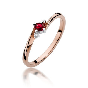 Złoty pierścionek W346 Rubin 0,15ct różowe złoto pr. 585