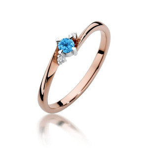 Złoty pierścionek W346 Topaz 0,15ct różowe złoto pr. 585