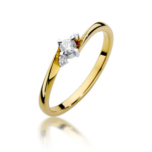 Złoty pierścionek W346 Diament 0,10ct żółte złoto pr. 585