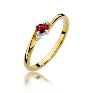 Złoty pierścionek W346 Rubin 0,15ct żółte złoto pr. 585