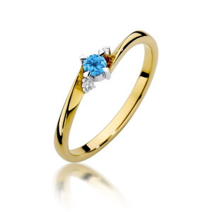 Złoty pierścionek W346 Topaz 0,15ct żółte złoto pr. 585