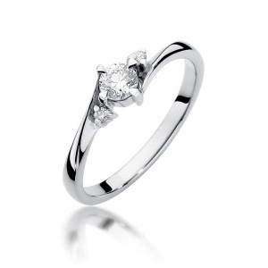 Złoty pierścionek W346B Diament 0,25ct białe złoto pr. 585