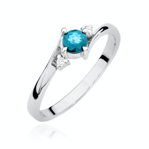 Złoty pierścionek W346B Topaz 0,25ct białe złoto pr. 585