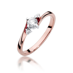 Złoty pierścionek W346B Diament 0,25ct różowe złoto pr. 585
