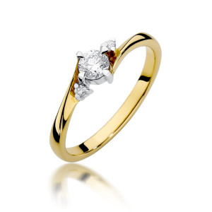 Złoty pierścionek W346B Diament 0,25ct żółte złoto pr. 585
