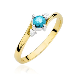 Złoty pierścionek W346B Topaz 0,25ct żółte złoto pr. 585