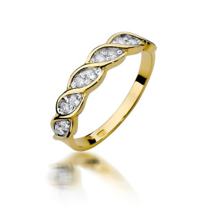 Złoty pierścionek W349 z diamentami żółte złoto pr. 585