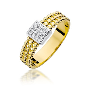 Złoty pierścionek W353 z diamentami żółte złoto pr. 585