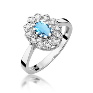 Złoty pierścionek W354 Topaz 0,50ct białe złoto pr. 585