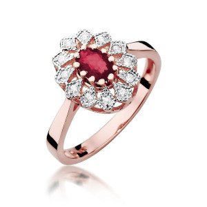 Złoty pierścionek W354 Rubin 0,60ct różowe złoto pr. 585