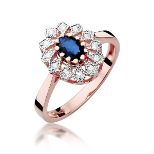 Złoty pierścionek W354 Szafir 0,70ct różowe złoto pr. 585