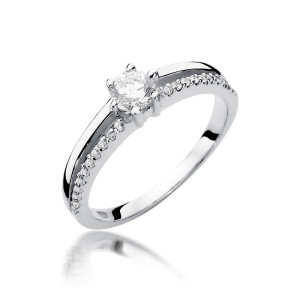 Złoty pierścionek W355 Diament 0,30ct białe złoto pr. 585
