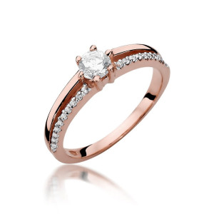 Złoty pierścionek W355 Diament 0,30ct różowe złoto pr. 585