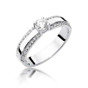 Złoty pierścionek W356 Diament 0,25ct białe złoto pr. 585