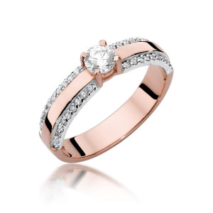 Złoty pierścionek W356 Diament 0,25ct różowe złoto pr. 585