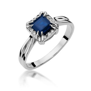 Złoty pierścionek W358 Szafir 0,70ct białe złoto pr. 585