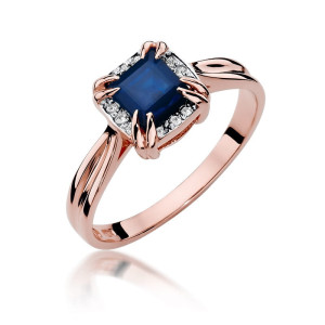 Złoty pierścionek W358 Szafir 0,70ct różowe złoto pr. 585