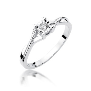 Złoty pierścionek W361 Diament 0,08ct białe złoto pr. 585