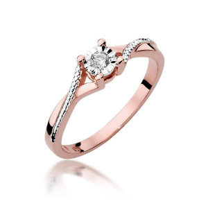 Złoty pierścionek W361 Diament 0,08ct różowe złoto pr. 585