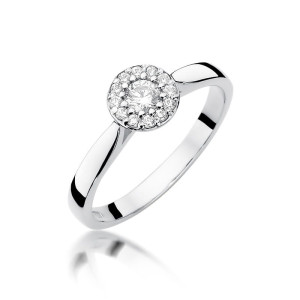Złoty pierścionek W362 Diament 0,12ct białe złoto pr. 585