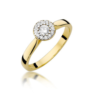 Złoty pierścionek W362 Diament 0,12ct żółte złoto pr. 585