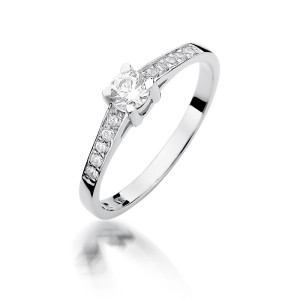 Złoty pierścionek W364 Diament 0,30ct białe złoto pr. 585