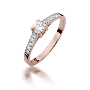 Złoty pierścionek W364 Diament 0,30ct różowe złoto pr. 585