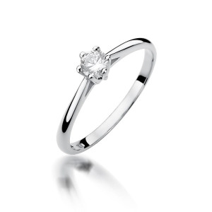 Złoty pierścionek W365 Diament 0,15ct białe złoto pr. 585