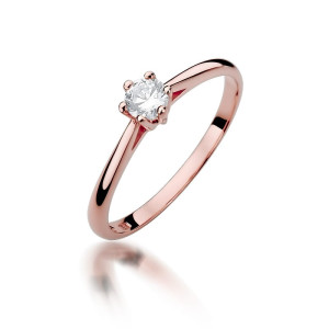Złoty pierścionek W365 Diament 0,15ct różowe złoto pr. 585
