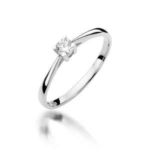 Złoty pierścionek W367 Diament 0,15ct białe złoto pr. 585