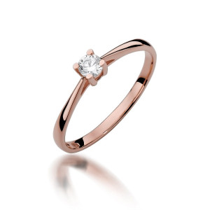 Złoty pierścionek W367 Diament 0,15ct różowe złoto pr. 585