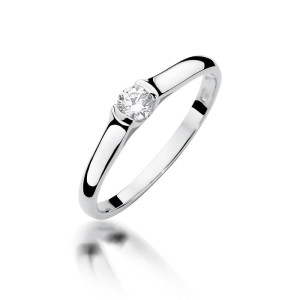 Złoty pierścionek W369 Diament 0,15ct białe złoto pr. 585