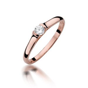 Złoty pierścionek W369 Diament 0,15ct różowe złoto pr. 585