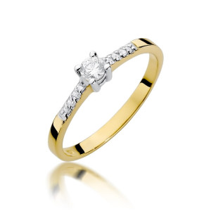 Złoty pierścionek W382 Diament 0,15ct żółte złoto pr. 585