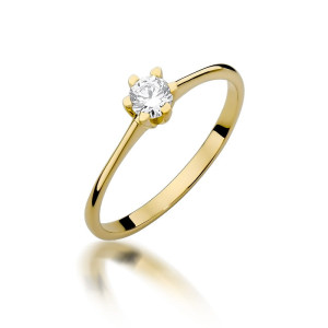 Złoty pierścionek W387 Diament 0,23ct żółte złoto pr. 585