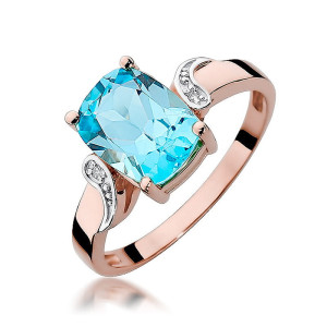 Złoty pierścionek W400 Topaz 2,40ct różowe złoto pr. 585