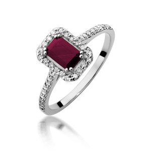 Złoty pierścionek W403 Rubin 0,80ct białe złoto pr. 585