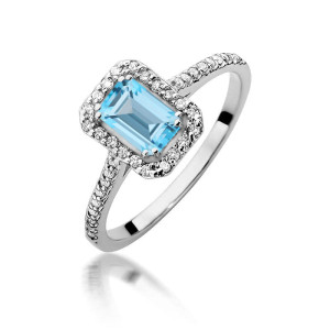 Złoty pierścionek W403 Topaz 0,65ct białe złoto pr. 585