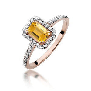 Złoty pierścionek W403 Cytryn 0,60ct różowe złoto pr. 585