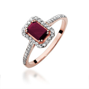 Złoty pierścionek W403 Rubin 0,80ct różowe złoto pr. 585
