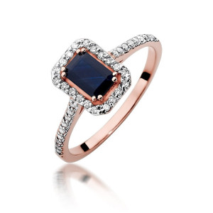 Złoty pierścionek W403 Szafir 0,60ct różowe złoto pr. 585