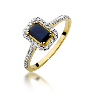 Złoty pierścionek W403 Szafir 0,60ct żółte złoto pr. 585