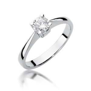 Złoty pierścionek W404 Diament 0,50ct białe złoto pr. 585