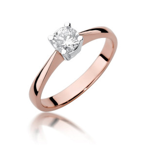Złoty pierścionek W404 Diament 0,50ct różowe złoto pr. 585